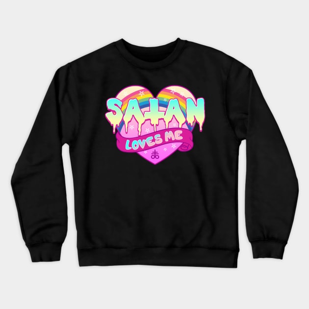 Satan Loves Me I Satanic 666 Occult  design Crewneck Sweatshirt by biNutz